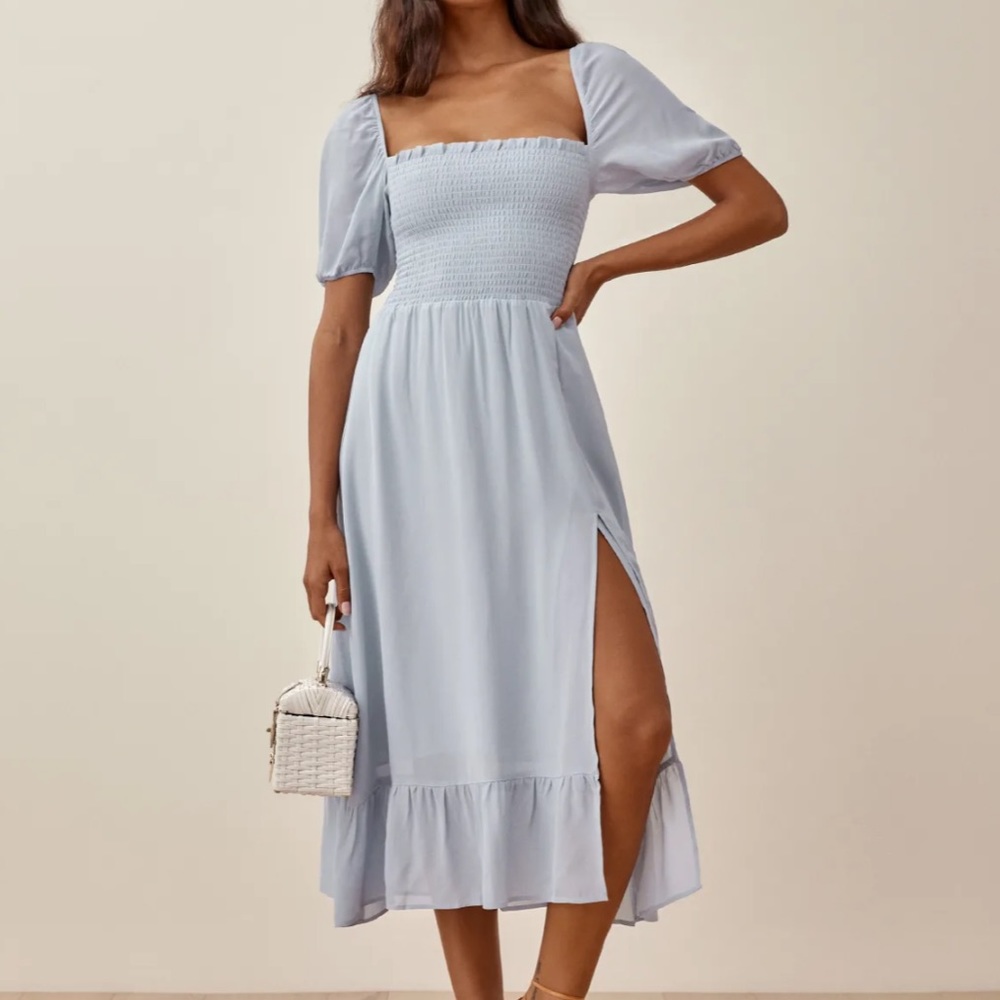 Reformation Meadow Midi Dress in Mineral